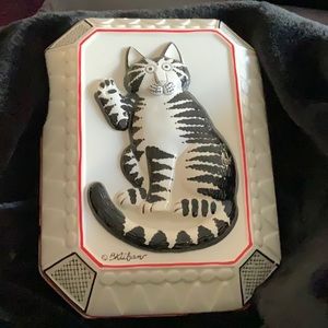 Vintage B KLIBAN Cat Mold Decorative Ceramic Wall Hanging